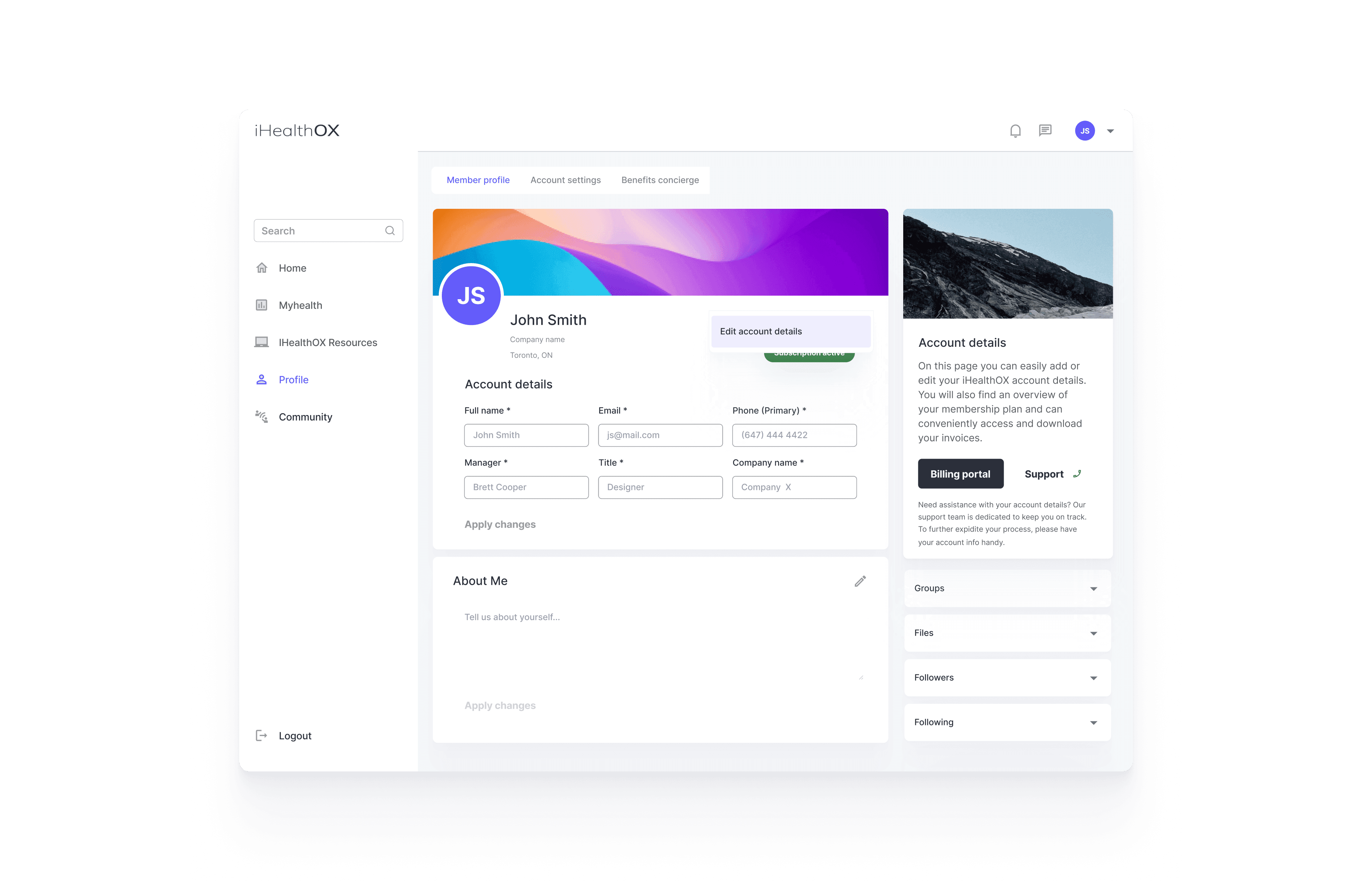 IHealth User Profile